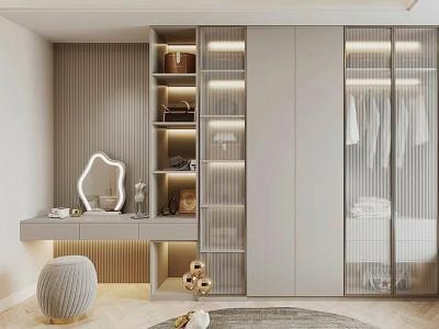 Wardrobe Glass Door Led Door Wardrobe with Table