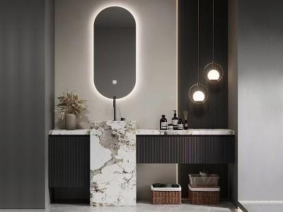 Marble Countertop Single Sink Wood Bathroom Vanities