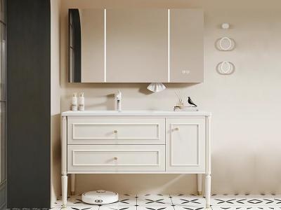 Light French Style Retro Classic Single Bathroom Vanities Sets